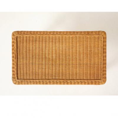 Pair of Woven Rattan Side Tables France circa 1970