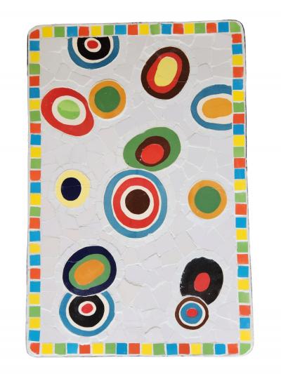 Pair of Wrought Iron Millefiori Ceramic Mosaic Side Tables Italy 1960