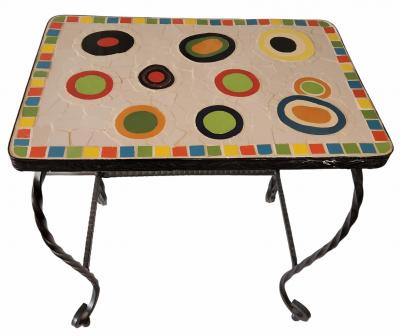 Pair of Wrought Iron Millefiori Ceramic Mosaic Side Tables Italy 1960