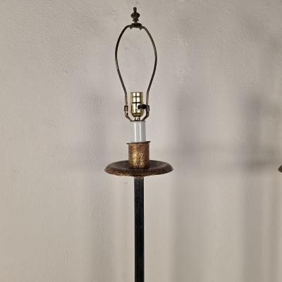 Pair of Wrought Iron Torch res with Gilt Accents circa 1970
