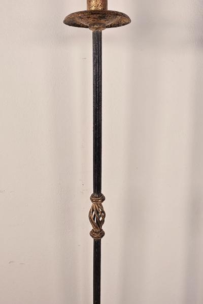 Pair of Wrought Iron Torch res with Gilt Accents circa 1970