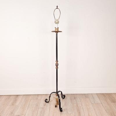 Pair of Wrought Iron Torch res with Gilt Accents circa 1970