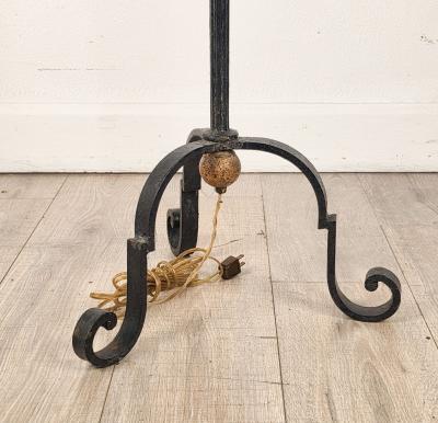 Pair of Wrought Iron Torch res with Gilt Accents circa 1970