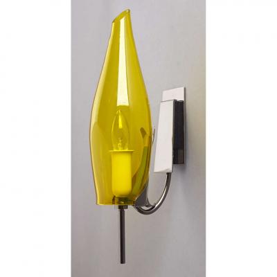 Pair of Yellow Blown Glass Sconces Italy 1970s