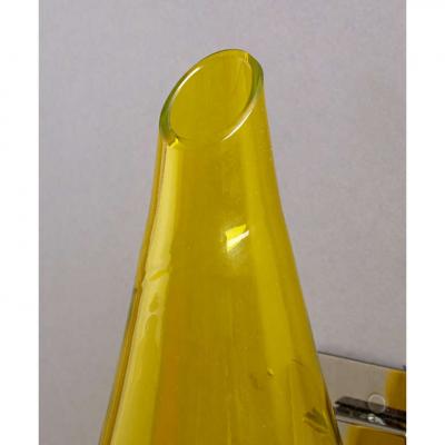 Pair of Yellow Blown Glass Sconces Italy 1970s