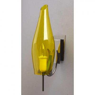 Pair of Yellow Blown Glass Sconces Italy 1970s