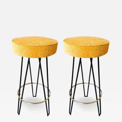 Pair of Yellow Italian Bar Stools from the 60s