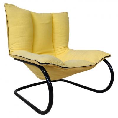 Pair of Yellow Italian Mid Century Modern Armchairs