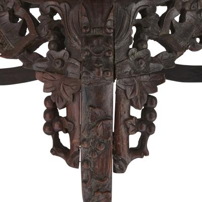 Pair of antique Chinese hardwood and veined marble stands