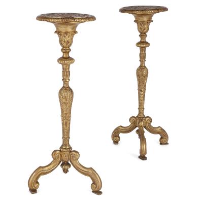 Pair of antique French giltwood torch re stands