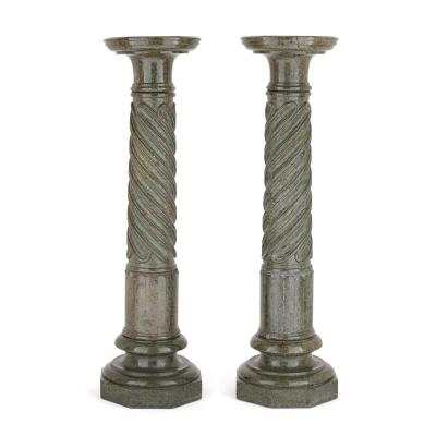 Pair of antique French marble column pedestals