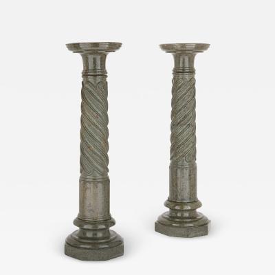 Pair of antique French marble column pedestals