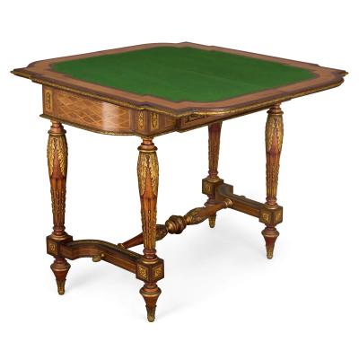 Pair of antique French ormolu games tables