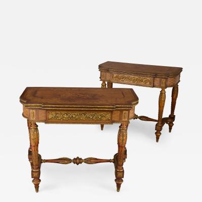 Pair of antique French ormolu games tables