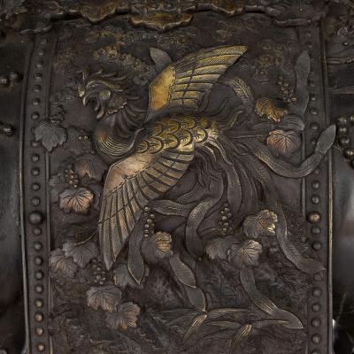 Pair of antique Japanese Meiji era bronze elephant and pagoda incense burners