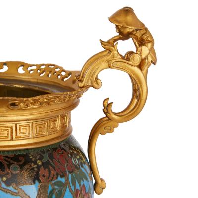 Pair of antique Japanese cloisonn enamel vases with French ormolu mounts