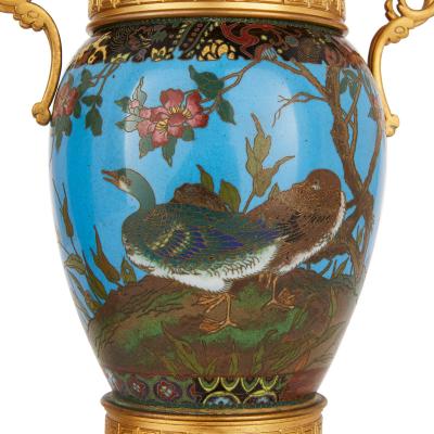 Pair of antique Japanese cloisonn enamel vases with French ormolu mounts