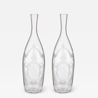 Pair of antique Russian glass decanters