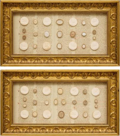 Pair of antique framed Italian Grand Tour plaster intaglios