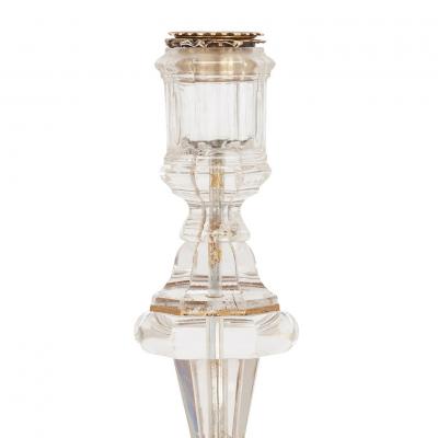 Pair of antique silver mounted rock crystal candlesticks