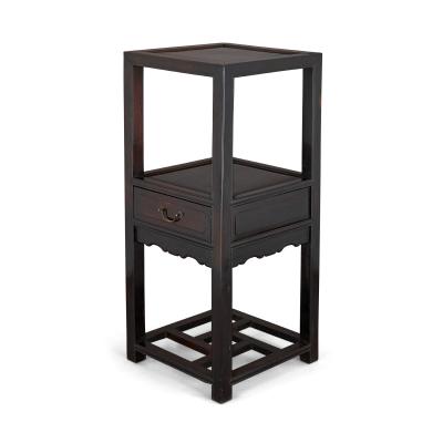 Pair of antique wooden Chinese stands with mother of pearl inlay