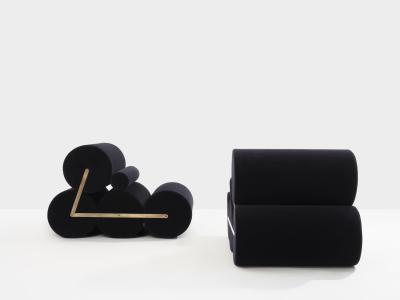 Pair of armchairs by Auro Trivellato for A L I black velvet 1972