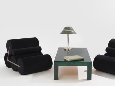 Pair of armchairs by Auro Trivellato for A L I black velvet 1972