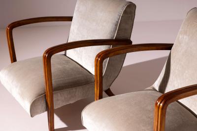 Pair of armchairs in ash and upholstered fabric Italian manufacture 1950s