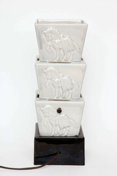 Pair of art Deco ceramic lamps