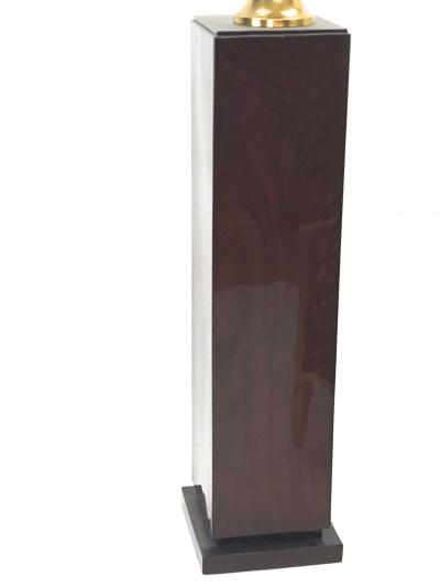 Pair of art deco pedestal with gold lamp