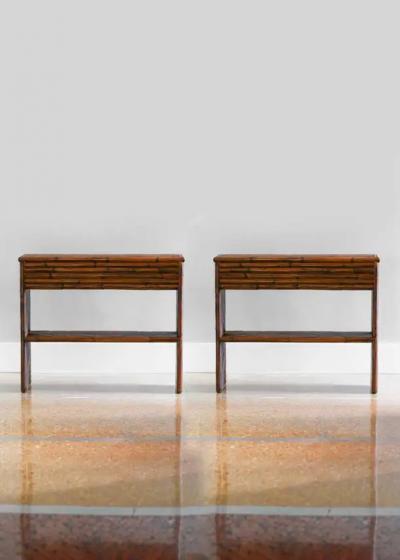 Pair of bamboo consoles with shelf Molto Editions 