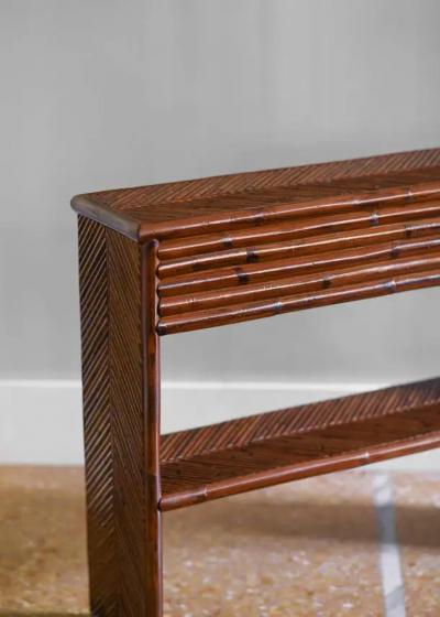 Pair of bamboo consoles with shelf Molto Editions 