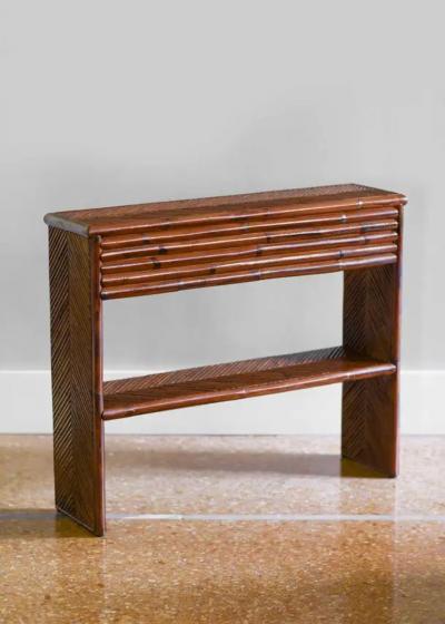 Pair of bamboo consoles with shelf Molto Editions 