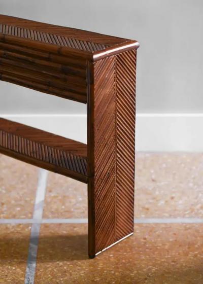 Pair of bamboo consoles with shelf Molto Editions 