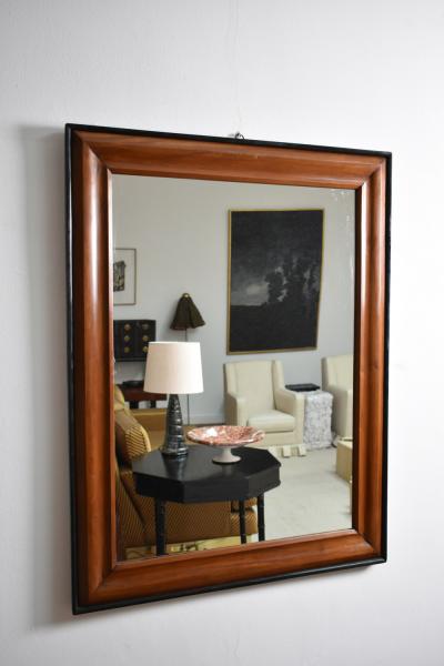 Pair of bicolor wood and ebonised wood mirrors XIXth c 