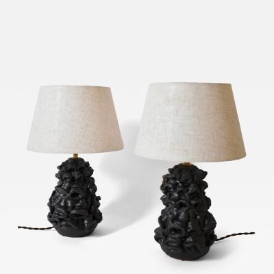 Pair of black matte organic lamps by Helder 2024 