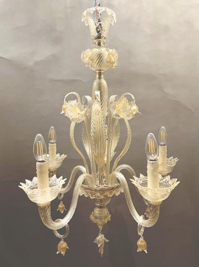 Pair of blown glass chandeliers Murano Italy circa 1970