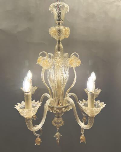 Pair of blown glass chandeliers Murano Italy circa 1970