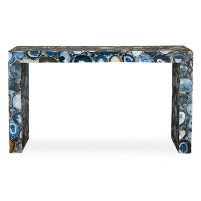 Pair of blue agate console tables