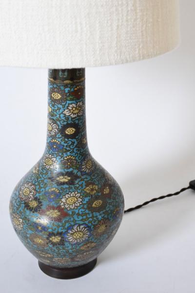 Pair of blue cloisonn bronze lamps XIXth c 