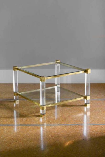 Pair of brass and glass coffee tables 1970