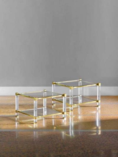 Pair of brass and glass coffee tables 1970