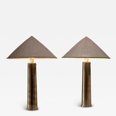 Pair of brass table lamps