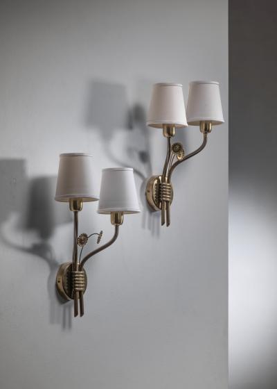 Pair of brass wall lamps