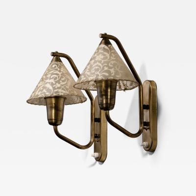 Pair of brass wall lamps