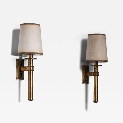 Pair of brass wall lamps