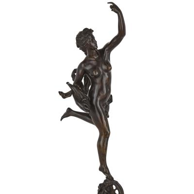 Pair of bronze sculptures of Mercury and Fortuna