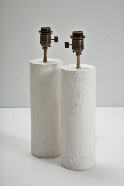 Pair of brutalist Bougies plaster lamps by Facto Atelier Paris France 2020