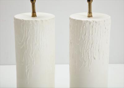 Pair of brutalist Bougies plaster lamps by Facto Atelier Paris France 2020
