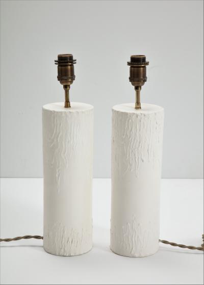 Pair of brutalist Bougies plaster lamps by Facto Atelier Paris France 2020